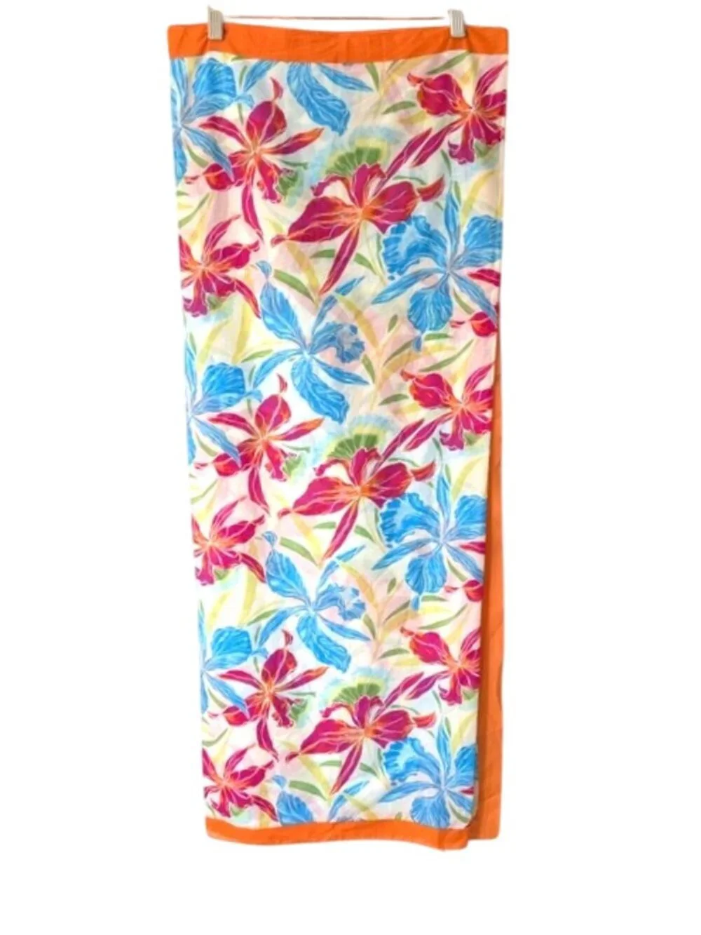 Talbots Cotton Vibrant‎ Floral Scarf with Coconut Accent 43